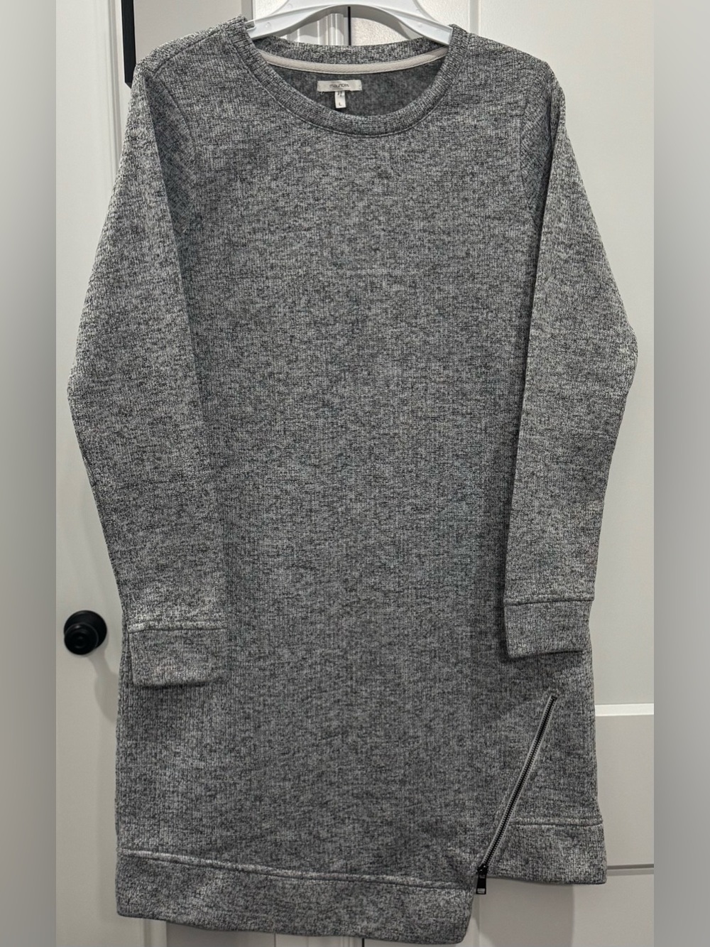 Maurices Gray Marl Asymmetric Zip Hem Sweatshirt Dress Women’s Size L EUC